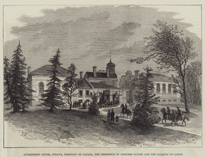 Government House, Ottawa, Dominion of Canada, residensen til prinsesse Louise og markisen av Lorne (gravering) av English School