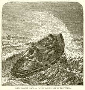Grace Darling og hennes far legger av til vraket av English School