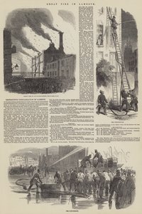 Great Fire in Lambeth (gravering) av English School