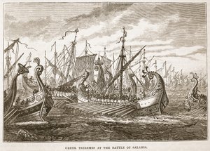 Greske Triremes i slaget ved Salamis av English School