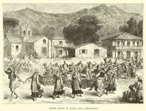 Griechischer Tanz in Hagia Anna, Negropont von English School