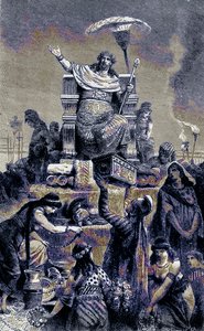 Gresk degenerasjon - Croesus på begravelseshaugen, illustrasjon fra The Illustrated History of the World, publisert ca. 1880 (digitalt forbedret bilde) av English School