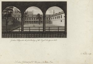 Gresham College, hvor de første møtene i Royal Society ble holdt av English School
