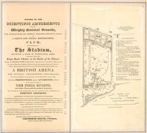 Grunnplan og omriss av fornøyelser på The Stadium, Chelsea av English School