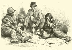 Gruppe av Indios Mansos, eller domestiserte peruanske indianere fra Cuzco av English School