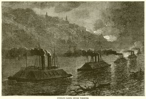Kanonbåter som passerer før Vicksburg av English School