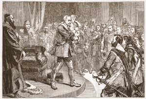 Gustavus Adolphus tar avskjed med statene, illustrasjon fra The History of Protestantism av James Aitken Wylie (1808-1890), pub. 1878 av English School