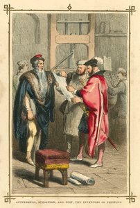 Guttenberg, Schoeffer og Fust, oppfinnerne av trykking (fargelitho) av English School