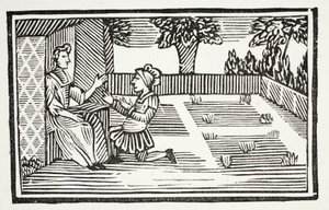 Guy rettferdiggjør Fair Phyllis, illustrasjon fra Chapter-books of the Eighteenth Century av John Ashton, pub. 1882 av English School