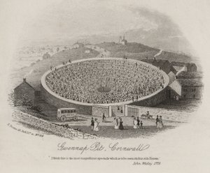 Gwennap Pit, Cornwall, der John Wesley forkynte ved en rekke anledninger mellom 1762 og 1789 (gravering) av English School