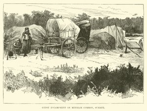 Sigøynerleir på Mitcham Common, Surrey av English School