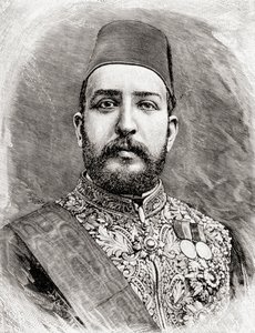 HH Muhammad Tewfik Pasha, Tawfik av Egypt, 1890 (tregravering)