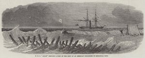 HMS "Alban" redder en del av mannskapet til en amerikansk brigantine i Serranilla Keys (gravering) av English School