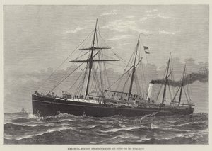 HMS Hecla, Merchant Steamer kjøpt og montert for Royal Navy (gravering) av English School
