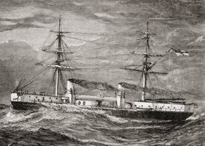 HMS Inflexible, Invincible Class Battlecruiser fra British Royal Navy, illustrasjon fra 