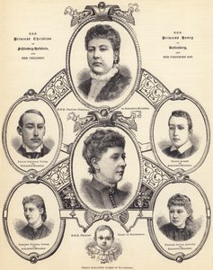 HKH Prinsesse Christian av Schleswig-Holstein og HKH Prinsesse Henry av Battenberg, og deres barn (gravering) av English School
