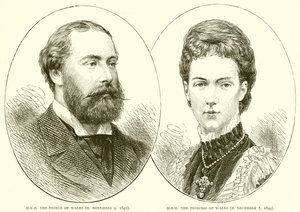 H.R.H. prinsen av Wales (f. 9. november 1841). H.R.H. prinsessen av Wales (f. 1. desember 1844) av English School