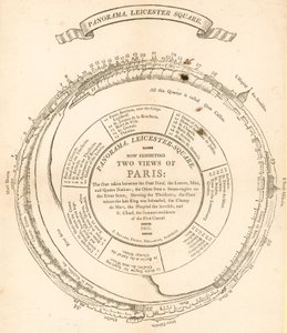 H A Barkers to utsikter over Paris, Panorama, Leicester Square, London av English School