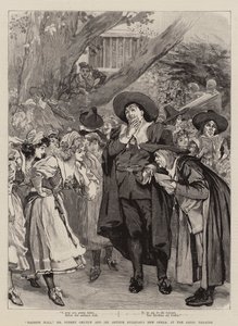 "Haddon Hall," Mr Sydney Grundy og Sir Arthur Sullivans nye opera, på Savoy Theatre (gravering) av English School