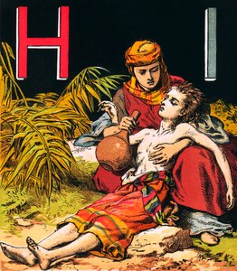 Hagar og Ismael (fargelitografi) av English School