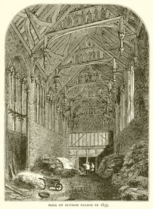Hall of Eltham Palace i 1835 av English School