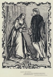 Hamlet og Ophelia, Hamlet, prins av Danmark, akt iii, scene 1 (gravering) av English School