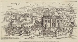 Hampton Court Palace, det berømte bildet av "The Field of the Cloth of Gold" (gravering) av English School