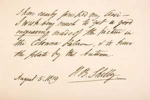 Håndskrift og signatur av Percy Bysshe Shelley, 1819 av English School