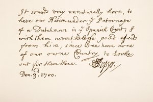 Håndskrift og signatur av Samuel Pepys, 1700 av English School