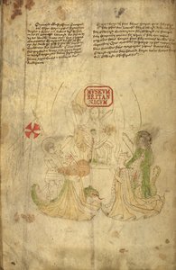 Harley 318, f.8v Henry VI, konge av England, og hans kone, Margaret av Anjou, illustrasjon fra 