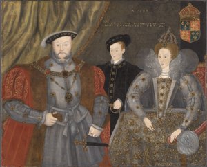 Henry VIII, Elizabeth I og Edward VI, 1597 av English School