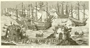 Henry VIII går om bord i Dover av English School
