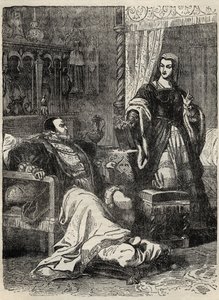 Henry VIII og dronningen Catherine Parr (1512-1548) - gravering fra "" History of England" av Cassell Petter & Galpin av English School