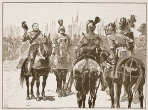 Henry og de fangede franske offiserene, illustrasjon fra Cassells Illustrated History of England (sepia-bilde) av English School