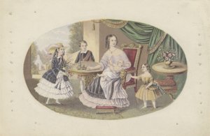 Hennes Majestet Dronning Victoria og familie, ca. 1851 (akvatint) av English School