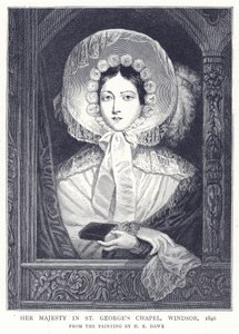 Hennes Majestet i St. Georges Chapel, Windsor, 1846 av English School
