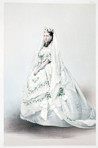 Hennes Kongelige Høyhet Prinsesse Alexandra Caroline av Danmark, fra A Memorial of the Marriage of Edward VII and Alexandra of Denmark, pub. 1864 av English School