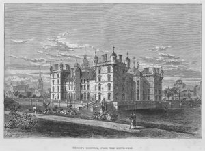 Heriot's Hospital, fra sør-vest (gravering) av English School