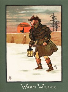 Motorveimann i snø, julekort av English School