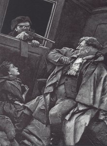 Highwayman raner en diligens (litho) av English School