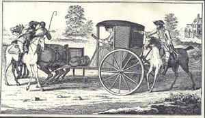 Highwaymen James MacLaine og William Plunkett raner jarlen av Eglinton på Hounslow Heath, 26. juni 1750 (gravering) av English School