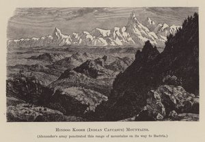 Hindoo Koosh, Det indiske Kaukasus, fjell (gravering) av English School