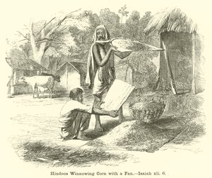 Hinduer som vinner mais med en vifte, Jesaja, xli, 6 av English School
