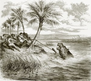 Flodhest harpunert av English School