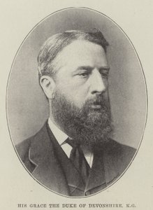 Hans nåde hertugen av Devonshire, KG (litho) av English School