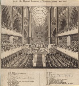 Hans Majestets kroning i Westminster Abbey, West View av English School