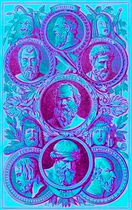 Historikere, filosofer og dramatikere fra antikkens Hellas, illustrasjon fra The Illustrated History of the World, publisert ca. 1880 (digitalt forbedret bilde) av English School
