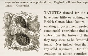 Historiated Initial S, fra en bok om British Cotton Manufacturing av English School