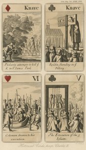Historiske spillkort som forteller historien om kong Charles II av English School