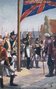 Heiser det britiske flagget ved Cape Colony, 1796 av English School